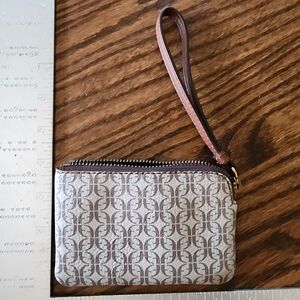 Fossil Brown Patterned Wristlet Clutch